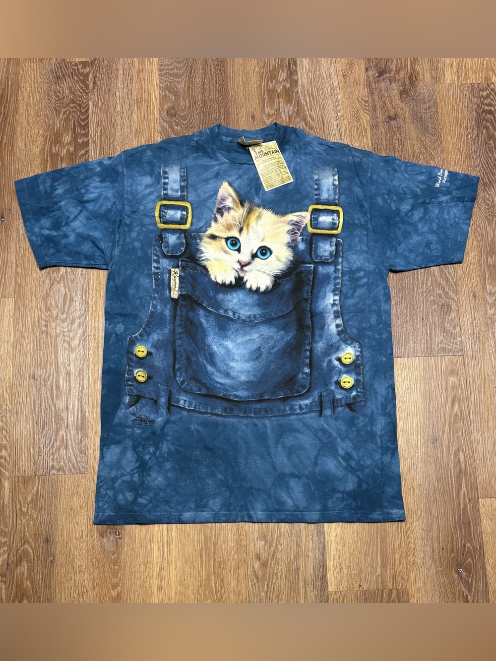 The Mountain Blue Tie-Dye Tee kitten overalls